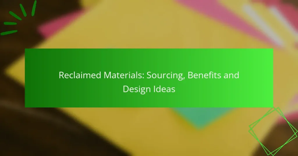 Reclaimed Materials: Sourcing, Benefits and Design Ideas