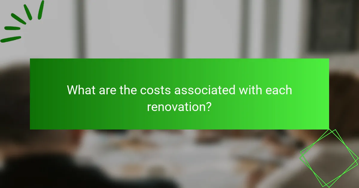 What are the costs associated with each renovation?